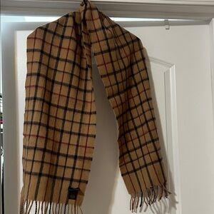 Brooks Brothers Tan and Black Plaid Scarf